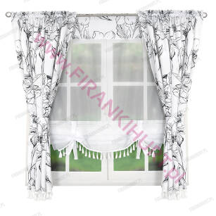 Decorative curtain LG 207 with panel and boho fringes - black